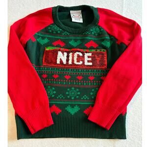 Well Worn Christmas Sweater Naughty Nice Sequins Size XS 4-5